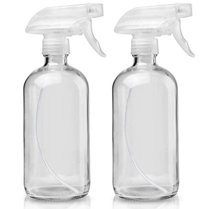 Glass Spray Bottles Empty 16oz Boston Round Bottle Refillable Container for Essential Oils with Funnel Lables Cleaning Products Aromatherapy Lotions Liquid Soaps (WhiteWhite) - color: A-Clear