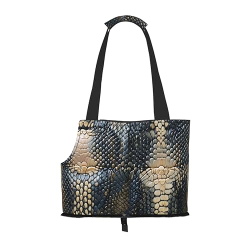 Small Pet Carrier Purse Bag, Dark Snake Skin Print Shoulder Bag for Dogs Cats, Puppy Tote Travel Handbag - color: Dark Snake Skin