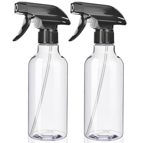 Uineko Empty Spray Bottles, Mist & Stream, Heavy Duty Sprayer, 2-Pack 10 Oz | Chemical-resistant, Leak-Proof, Better Trigger, BPA-free, Measurements, for Cleaning Solutions, Plants, Hair, Essential Oils - style: Clear