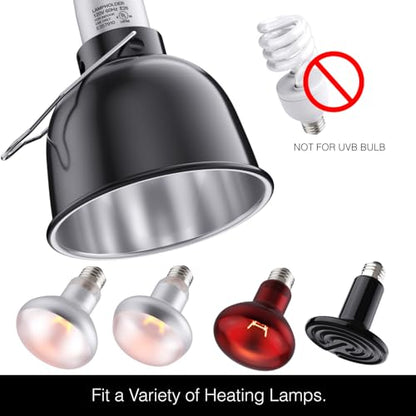 Reptile Light Fixture – 5.5'' Dome Lamp with Ceramic Socket, Reptile Heat Lamp Fixture for Heat Emitter & Basking Bulbs, for Bearded Dragon, Snake, Chameleon, Turtle & Terrarium Tank Accessories - style: 5.5'' Dome