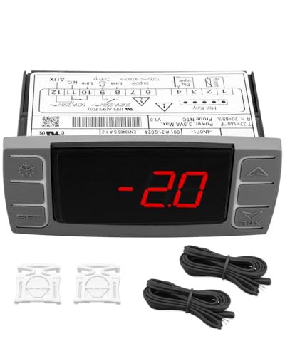 Fit for Dixell XR03CX-4N0F1 Temperature Controller，120V Digital Thermostat Panel for Refrigerator Freezer with Temperature Sensor Probes Replace XR03CX W0302186 XR03CX-4N1C0 - style: XR03CX-4N0F1