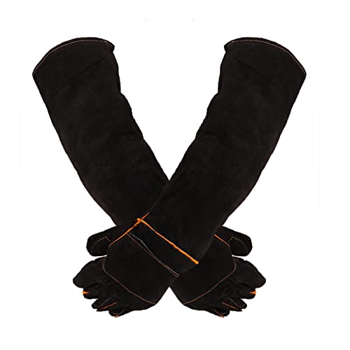 Lifeunion Animal Handing Gloves Anti-Bite & Scratch Reinforced Animal Protection Gloves for Dog Cat Bird Reptile Snake (Black-1)