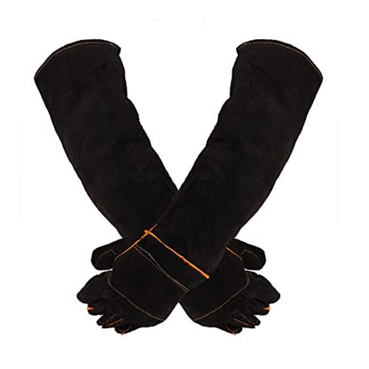 Lifeunion Animal Handing Gloves Anti-Bite & Scratch Reinforced Animal Protection Gloves for Dog Cat Bird Reptile Snake (Black-1)