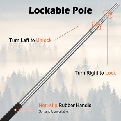 Snake Grabber Tool, 62” Professional Aluminum Alloy Telescopic Rattle Snake Tongs, Reptile Grabber Snake Catcher Wide Jaw Handling Tool with Lock