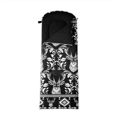 Erosebridal Longhorn Cow Skull Gothic Witchy Damask Sleeping Bag for Kids Camping Blanket for Hiking Travel Hunting Sleep Bag - color: Black and White Rustic Deer