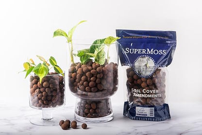 SuperMoss (24089) Natural LECA Clay Pebbles for Plants 4mm-16mm – Premium Clay Balls for Hydroponics, Orchid Potting Mix, Indoor Plant Soil Drainage, Terrarium Supplies & Hydroponic Grow Systems, 2qt