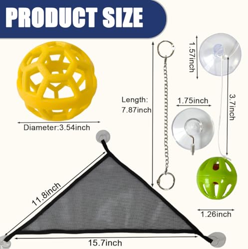 8 PCS Bearded Dragon Enrichment Toys Kit with Feeder Ball, Hanging Bell Balls, Suction Cups & Reptile Hammock - Interactive Foraging Feeder, Habitat Decor Accessories for Lizard Gecko Climbing Play
