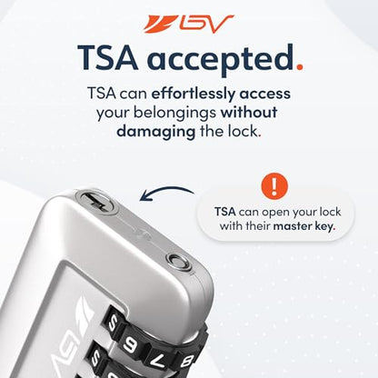 TSA Accepted Luggage Travel Lock, Set-Your-Own Combination Lock for School Gym Locker, Luggage Suitcase Baggage Locks, Filing Cabinets, Toolbox, Case (Silver, 1 Pack) - color: Silver 1-Pack