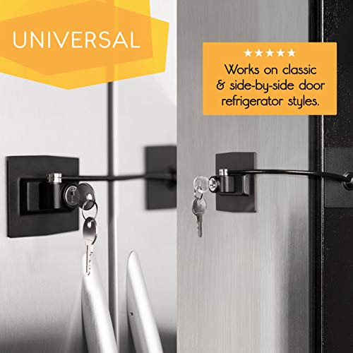 2-Pack Guardianite Premium Refrigerator Lock with Built-in Keyed Lock (2-Pack Black) - color: 2-Pack Black
