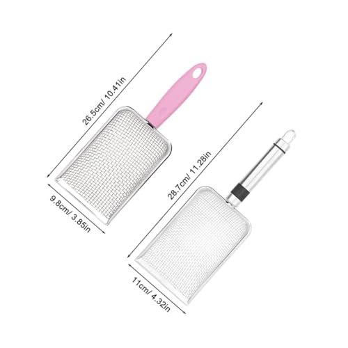BESPORTBLE 2pcs Stainless Steel Cat Litter Scoop Metal Sifter for Cats Small Dogs Reptile Terrarium Waste Shovel with Fine Mesh Easy to Clean and Pet Poop Scooper