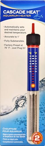 Penn-Plax Cascade Heat Aquarium Heater – Fully Submersible – Great for Freshwater and Saltwater Fish Tanks – 7.5” Length – 25 Watt