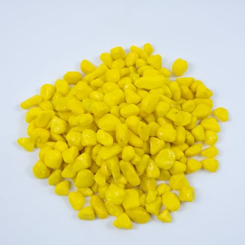 Colored Aquarium Gravel,Colorful Pea Gravel,Garden Rocks,Decorative Stones Rocks for Fish Tank,Aquarium,Fairy Garden Decor,Planters,Vase Fillers,Landscaping,1 Pound (Yellow, 6-9mm) - color: Yellow, size: 6-9mm