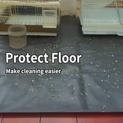 Guinea Pig Cage Liner, 59"x59" Playpen Mat, Waterproof Washable Tarp, Black | 59 x 59 in black waterproof pet mat protects floors and works as a washable, reusable liner for cages and playpens. - size: 59x59in