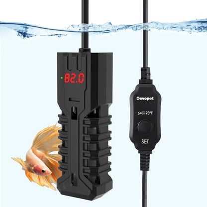 100W Aquarium Heater, Adjustable Fish Tank Heater, with Digital Display, Overheat Protection & Dry Run Protection, for 10-20 Gallon Water - size: For 10-20 Gal