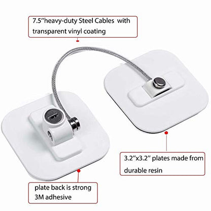 Locks for Refrigerator,2 Pack Fridge Lock with Keys,Lock for a Fridge,White Refrigerator Lock