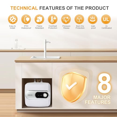4 Gallon Water Heater Under Sink Instant Hot Water Heaters 1500W 110V 120V Mini Tank Water Heater with T&P Vavle 1/2" NPT for Kitchen,Bathroom,Camper,RV,Grey - color: Gray