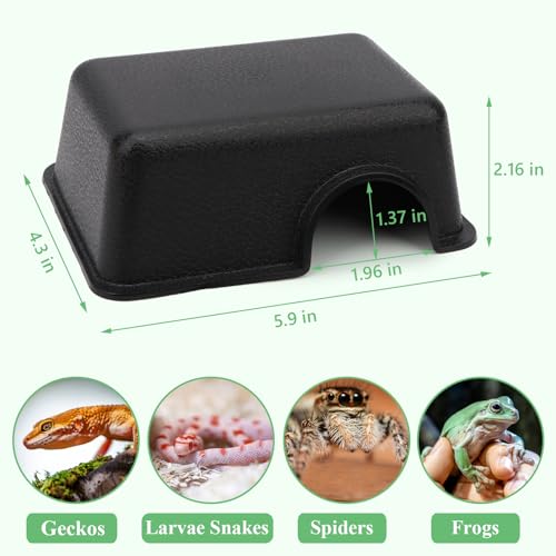 Hypeety Reptile Hide Box Small Animal Hide Cave for Snakes Lizards Geckos | Durable, safe material, with texture surface, helps peeling, easy to clean, provides secure hiding space, balck, 1 pack, S