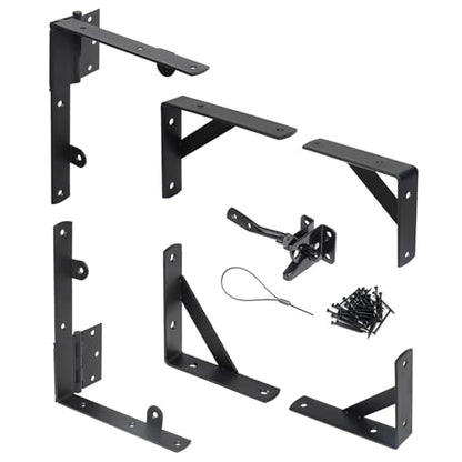 Gate Corner Brace Brackets Heavy Duty Anti Sag Gate Kit with Gate Latch for Wooden Fence Gate Hardware Kit - size: Single Door Set