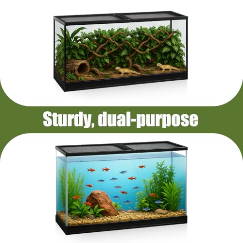 Landhoow 55 Gallon Screen Cover for Hinged Door Pet Reptile Terrarium Screen Cover Large Reptile Terrarium Fish Tank Lid with Center Hinge