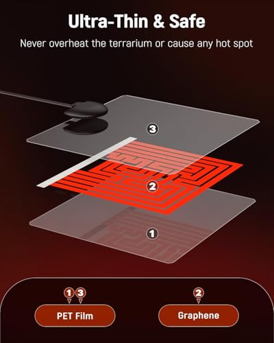 Pawfly 5 W Reptile Heat Pad with Thermostat 5.9 x 5.5 Inch Reptile Heating Pad Under Tank Terrarium Reptile Heat Mat for Turtles Frogs Snakes Lizards Geckos Hermit Crabs & Spiders - size: 5 W (5.9 x 5.5 Inch) with Controller