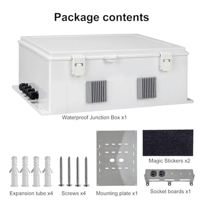 Namunanee Outdoor Electrical Junction Box with High Power Outlet, ABS Water Resistant Enclosure with Internal Mounting Panel & Hinged Cover. (18.1" H* 12.6" L* 6.3" W & Outlet) - size: 18.1"H x 12.6"L x 6.3"W & Outlet