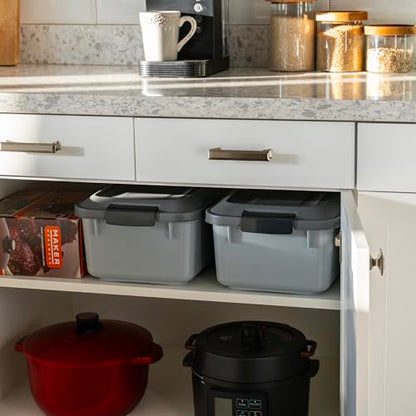 IRIS USA Dog Food Storage Container, 2-Pack, Up to 14 lbs, Gray | Made in the USA, Comes with 2-Cup Sccop, Stacklable, Airtight Seal, BPA-Free, Bird Seed, Cat food, Treats, Keeps Kibble Fresh - color: Gray/Dark Gray, size: 14 lbs - 2 Pack
