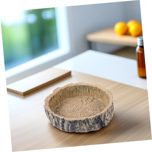 Mipcase Tortoise Hide Gecko Accessories Reptile Supplies Resin Feeding Bowl Natural Tree Stump Shape Reptile Food Storage Container Water Feeder