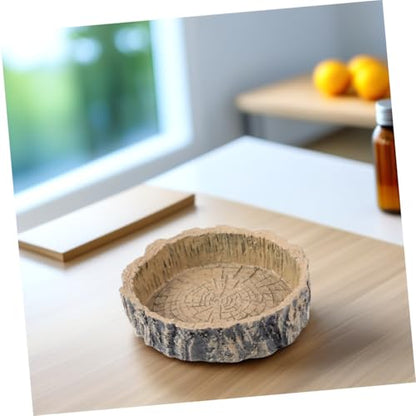 Mipcase Tortoise Hide Gecko Accessories Reptile Supplies Resin Feeding Bowl Natural Tree Stump Shape Reptile Food Storage Container Water Feeder