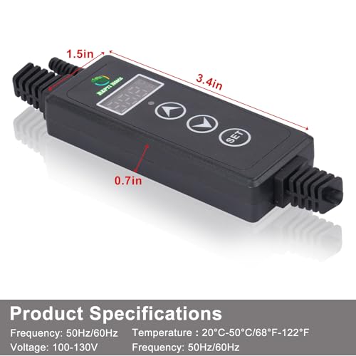 Reptile Dimming Thermostat, PID Thermostats for Reptile Tanks, Digital Thermostats for Reptile Heating Mat & Heaters, Breeding Incubation, Seed Germination (68-122°F/20-50℃)