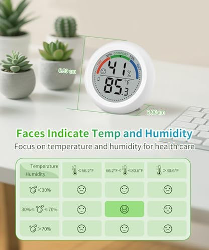 Digital Room Thermometer Hygrometer Indoor-Humidity Meter Monitor with Accurate Temperature Humidity Sensor Comfort Indicator ℃/℉ Switch for Wall Baby Home Greenhouse Cellar Garage Nest Reptile