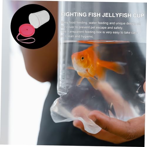 VANZACK 1pc Reptile Feeding Box Insect Cup for Mini Turtles Betta Fish and Jellyfish Lightweight Safe Ventilation Lid