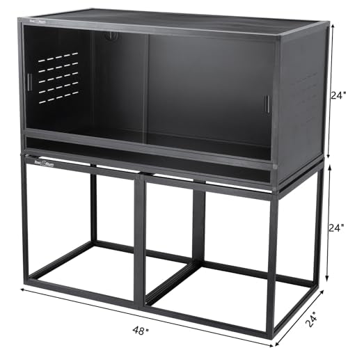 Reptile Enclosure Stand Bundle: Elevate Your Habitat - Includes Stand and Extra Enclosure for a Complete Elevated Setup 48 inches Width(Black) - color: Black, size: L-48''-Stand with enclosure