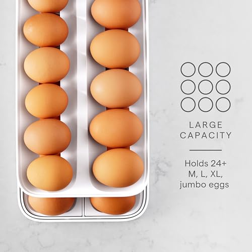 YouCopia RollDown® Egg Dispenser, Rolling Eggs Dispenser and Organizer for Refrigerator Storage, Double Track - size: Egg Dispenser, Double Track