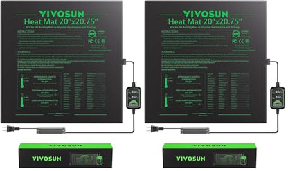 VIVOSUN 20"x20.75" Seedling Heat Mat with Built-in Temperature Controller, UL & MET-Certified Waterproof Plant Heating Pad for Germination, Hydroponics, Brewing, Breeding, and Greenhouses (Pack of 2) - size: 20"x20.75" (Pack of 2)