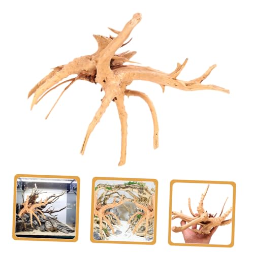 POPETPOP 2pcs Natural Aquarium Decor Driftwood Ornaments for Fish Tanks and Reptile Terrariums Safe Wood Decorations for Aquatic and Garden Display