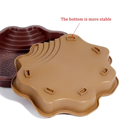 Extra Large Reptile Bathing Pool Reptile Feeding Dish Water Bowl with Ramp Aquarium Ornament for Gecko, Snake, Turtle, Bearded Dragon, Lizard Bath (Brown-red) - color: Brown-red