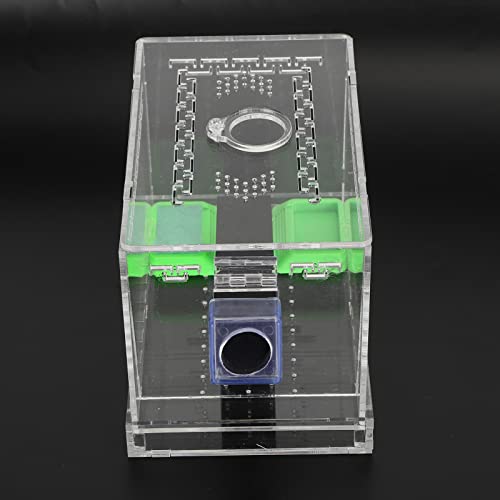 SUNGOOYUE Cricket Keeper Box, Acrylic Feeding Box with Water Food Tub, Clear Ventilated Lid and Waste Tray, 15x10x10cm for Reptile Terrarium Breeding Home Office (Small 26x5cm) - size: Small 26x5cm
