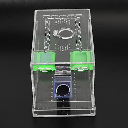 SUNGOOYUE Cricket Keeper Box, Acrylic Feeding Box with Water Food Tub, Clear Ventilated Lid and Waste Tray, 15x10x10cm for Reptile Terrarium Breeding Home Office (Small 26x5cm) - size: Small 26x5cm