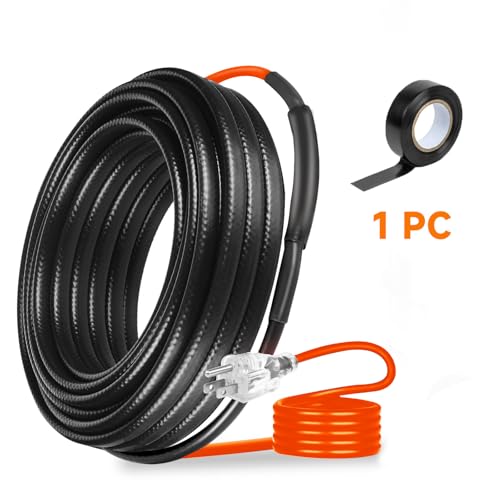 3FT Heating Cable for Metal and Plastic Home Pipes, Energy-efficient | Heat Tape for Water Pipes, Pipe Freeze Protection, Keeps Water Flowing at -40℉, 120V (3FT) - size: 3FT