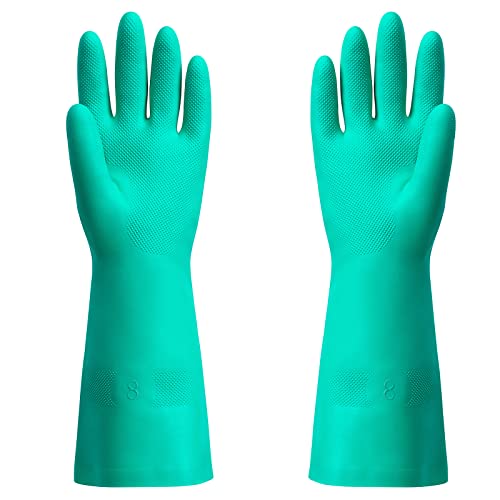 ThxToms Chemical Resistant Nitrile Gloves, Latex Rubber Free, 1 Pair, M | 15mil,Reusable Heavy Duty Diswashing Gloves, Resist Household Acid, Alkali, Solvent and Oil, Skin-Friendly & Anti-Slip Design - size: Medium