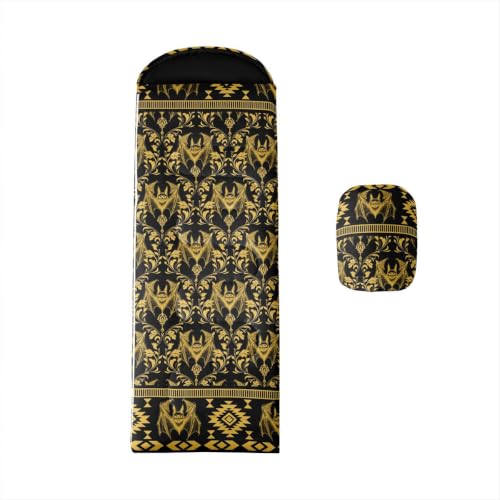 Erosebridal Hawk Moth Camping Sleeping Bags Teens Spooky Aztec Backpacking Camping Blanket Full Body Travel Wrap Sleep Bag - color: Gold Halloween Bats