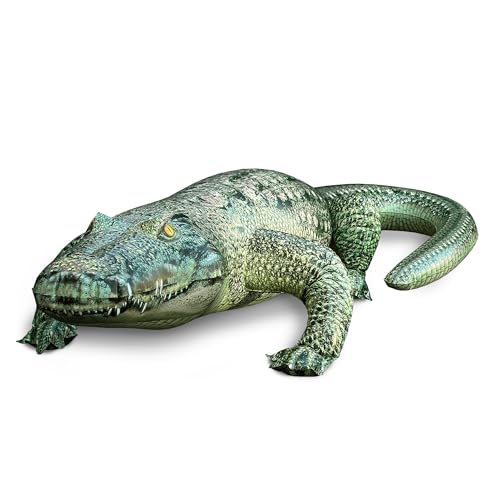 Jet Creations Inflatable Alligator, 49" Realistic Gator Float for Pool, Vinyl Inflatable for Garden Pool Halloween Decoration, Safari Theme Birthday Decoration, Bird Deterrent | Crafted from thick vinyl with realistic scales. Great for classrooms, photogr