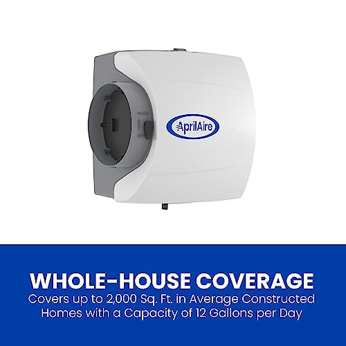 AprilAire 500M Whole-House Humidifier, Manual Compact Furnace Humidifier, Large Capacity Whole-House Humidifier for Homes up to 3,600 Sq. Ft., White - style: Humidifier