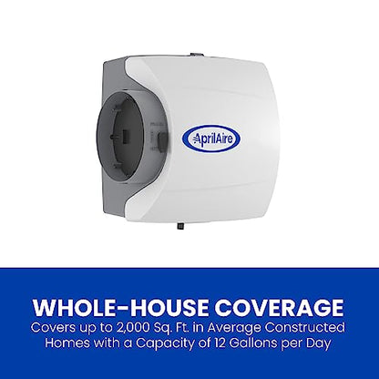 AprilAire 500M Whole-House Humidifier, Manual Compact Furnace Humidifier, Large Capacity Whole-House Humidifier for Homes up to 3,600 Sq. Ft., White - style: Humidifier