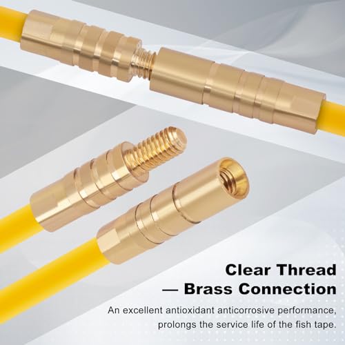 50FT Fiberglass Wire Running Kit, Cable Running Rods with 4 Attachments | Fiberglass Electrical Wire Running Rods, 50FT Non-Conductive Pulling Kit with 4 Interchangeable Heads, Carrying Case - size: 50FT-36 Rods