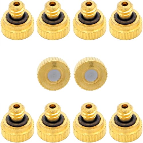 10Pcs Brass Misting Nozzle - 0.008" Orifice (0.2mm) Dia 10/24 UNC Replacement Heads for Outdoor Cooling System (0.2mm) - size: 0.2mm