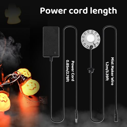 Mxmoonant 350ml/H Ultrasonic Mist Maker Fogger Metal 12-Light, Splash Guard | w/Float & 3 Replacement Ceramic Discs, for Halloween Water Fountain Pond Pot Rockery Sink Decoration, Mushroom Plant Humidify