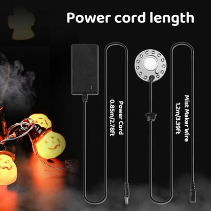Mxmoonant 350ml/H Ultrasonic Mist Maker Fogger Metal 12-Light, Splash Guard | w/Float & 3 Replacement Ceramic Discs, for Halloween Water Fountain Pond Pot Rockery Sink Decoration, Mushroom Plant Humidify