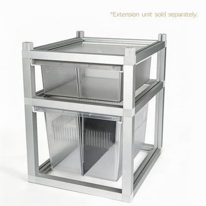 13x10x4 Stackable Reptile Rack with Base PE Drawer Ventilated Lid Modular | Modular stackable reptile rack 13x10x4 with base, PE sliding drawer, ventilated lid, fits ground reptile gecko snake habitat - size: 13x10x4-base