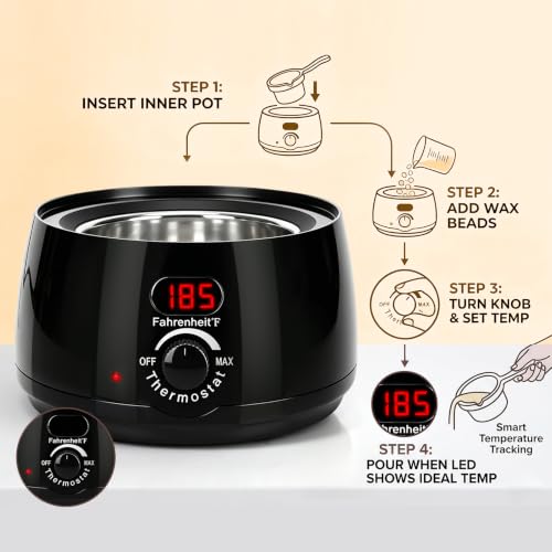ZEROMX Electric Candle Wax Melter with Detachable Stainless Steel Pot and Digital Temperature Control, Wax Heater for DIY Candle Making, Soap Making, Wax Crafts, Easy Cleaning & Precise Crafting - color: Black